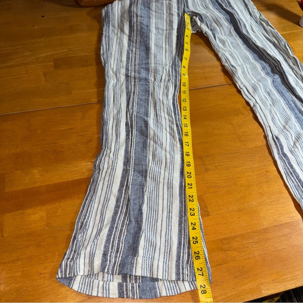 Linen Blend Striped Wide Leg Blue White Smocked Pants Indigo Rein Womens Size M - Picture 7 of 7